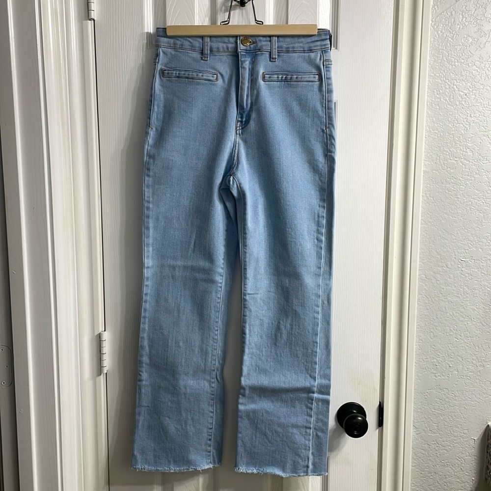 Light Wash Cropped Flare Jeans